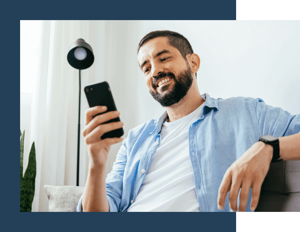 Man calling customer service on smart phone