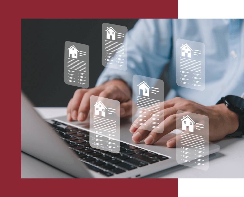 close-up view of experienced money lender hands using laptop